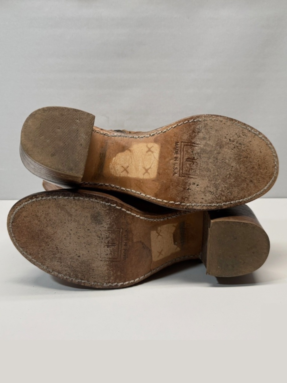RARE! Vintage Frye Campus "Made In USA" Inside Zip Ankle Boots Saddle Leather - Picture 7 of 16